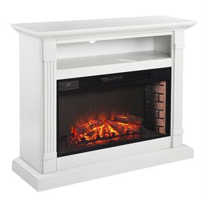 willarton widescreen electric fireplace with media storage in light gray
