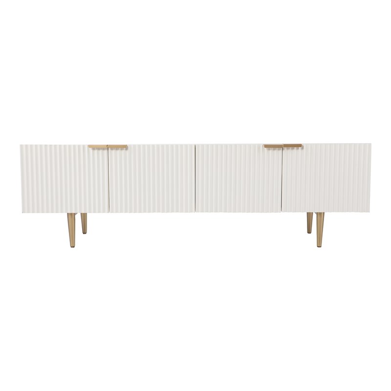 SEI Furniture Pilston Modern 4-Door Media Console in White-Gold