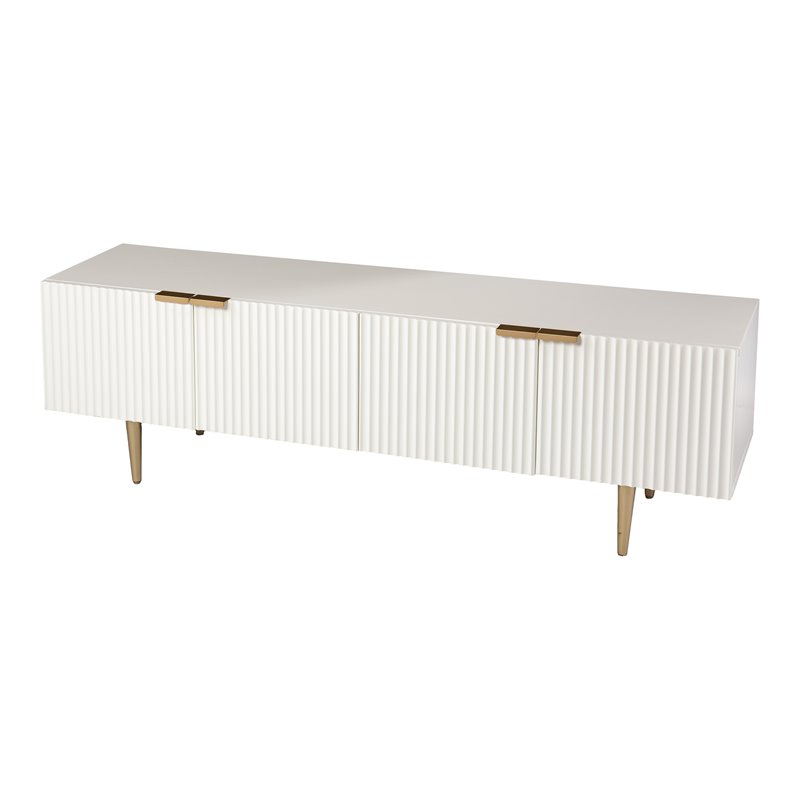 SEI Furniture Pilston Modern 4-Door Media Console in White-Gold