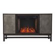 Lannington Smart Fireplace with Media Storage in Brown/Antique Silver