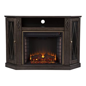 SEI Furniture Austindale Electric Fireplace & Media Storage in Light Brown/Gold