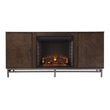 Dibbonly Electric Fireplace with Media Storage in Brown/Matte Silver