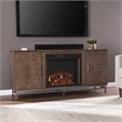 Dibbonly Electric Fireplace with Media Storage in Brown/Matte Silver
