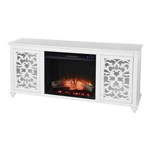 maldina touch screen electric fireplace with media storage in white