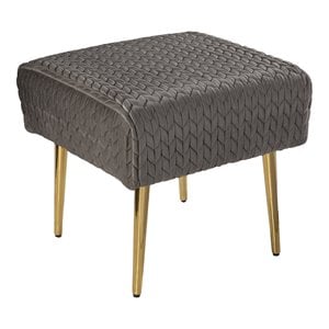 SEI Furniture Medlana Woven Velvet Upholstered Ottoman in Gray-Gold