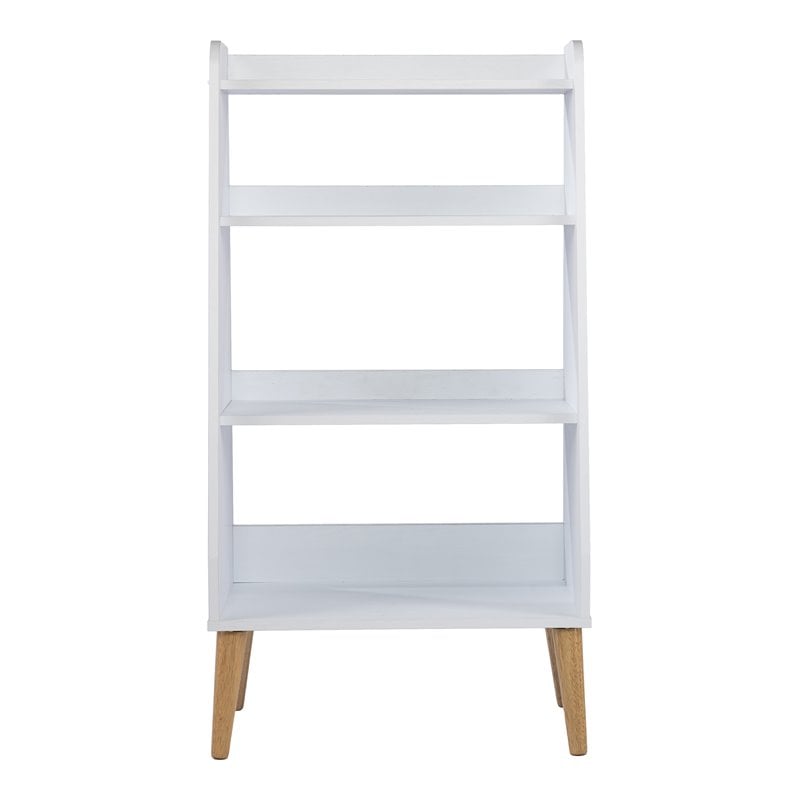 SEI Furniture Berritza 4-Fixed Shelves Bookcase in White-Natural