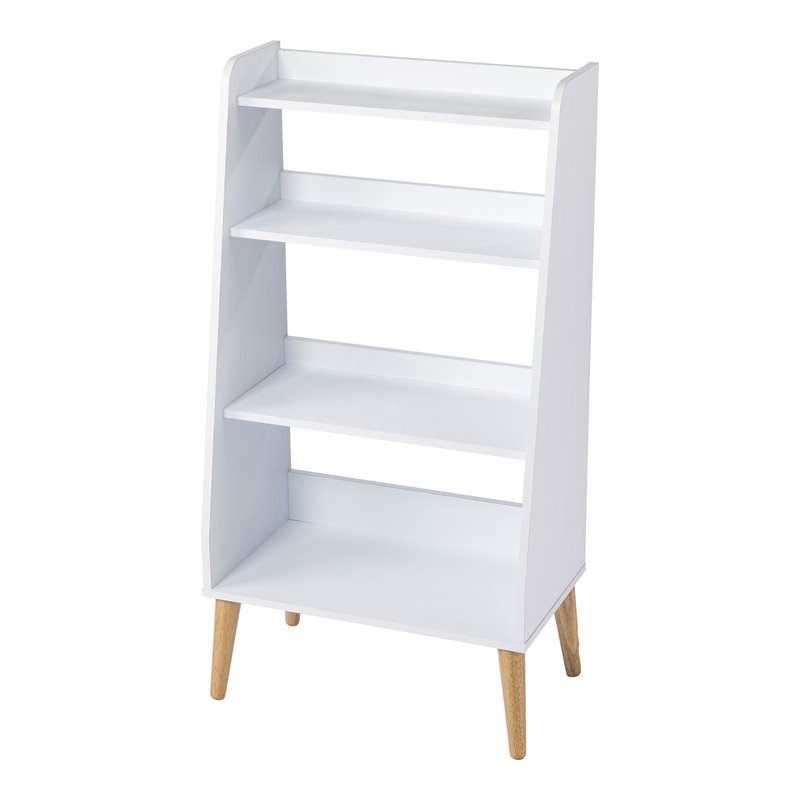 SEI Furniture Berritza 4-Fixed Shelves Bookcase in White-Natural