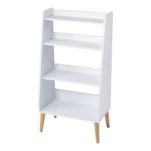 SEI Furniture Berritza 4-Fixed Shelves Bookcase in White-Natural