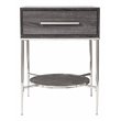 Waltenson Faux Marble Print 1-Drawer/Shelf Nightstand in Black Oak/Chrome/Gold