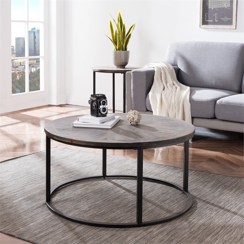 SEI Furniture Landsmill Reclaimed Wood Cocktail Table in Natural-Black