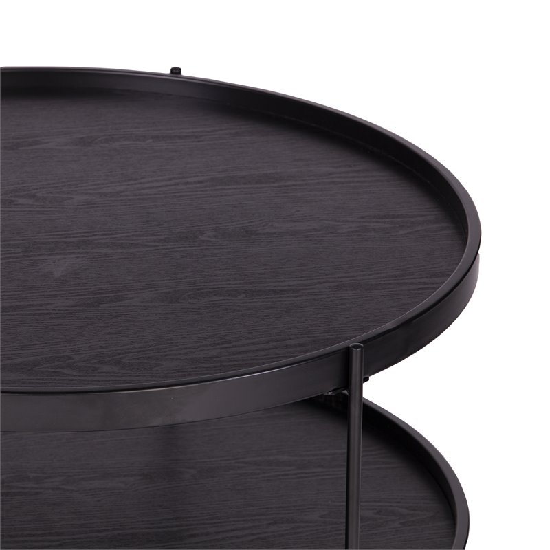 SEI Furniture Verlington Engineered Wood Round Cocktail Table in Black