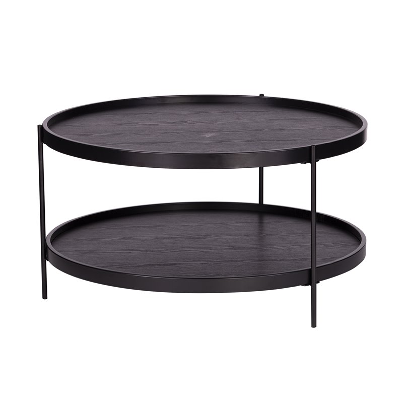 SEI Furniture Verlington Engineered Wood Round Cocktail Table in Black