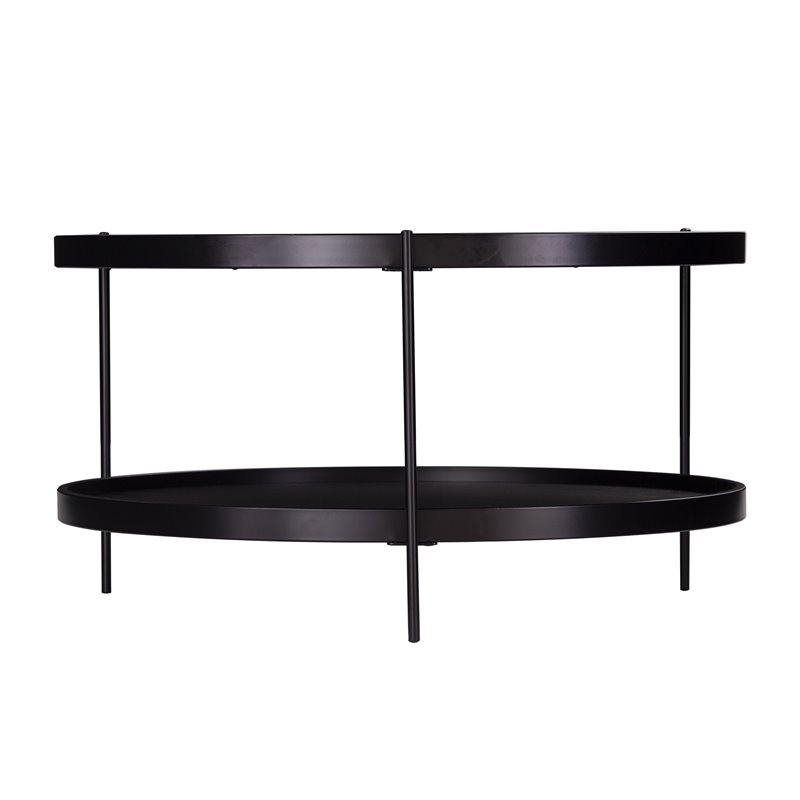 SEI Furniture Verlington Engineered Wood Round Cocktail Table in Black