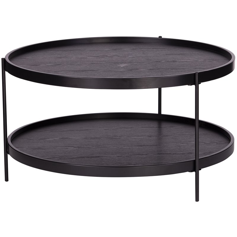SEI Furniture Verlington Engineered Wood Round Cocktail Table in Black