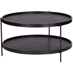 SEI Furniture Verlington Engineered Wood Round Cocktail Table in Black