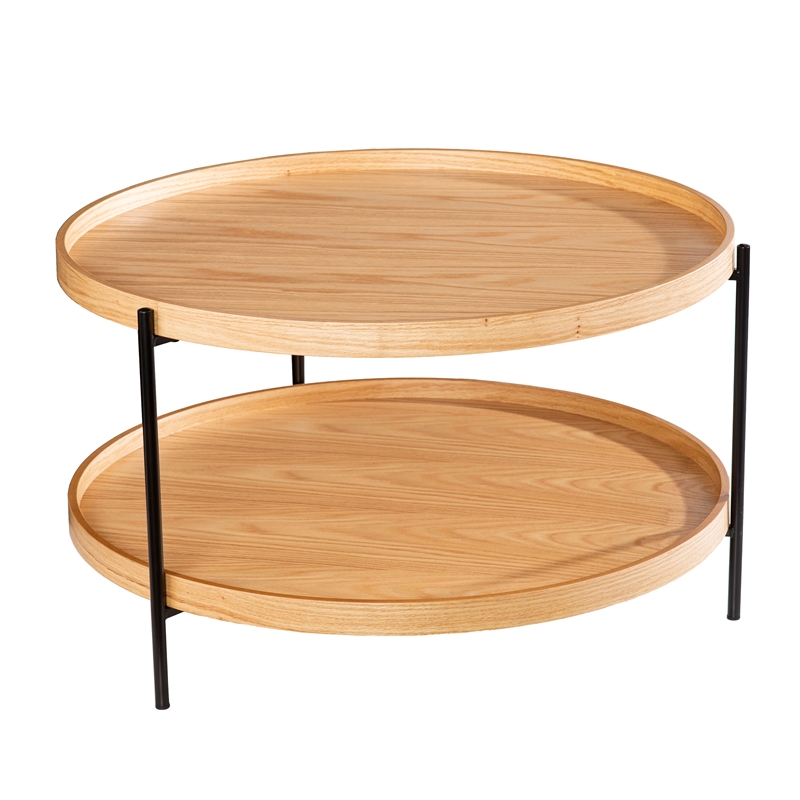 Southern Enterprises Verlington Wood and Iron Cocktail Table in Natural
