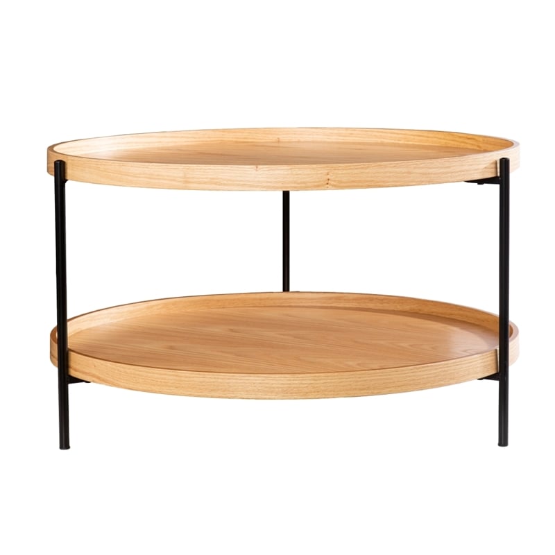 Southern Enterprises Verlington Wood and Iron Cocktail Table in Natural