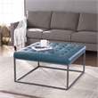SEI Furniture Ciarin Leather Upholstered Cocktail Ottoman in Blue/Gray