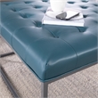 SEI Furniture Ciarin Leather Upholstered Cocktail Ottoman in Blue/Gray