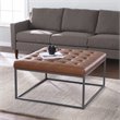 SEI Furniture Ciarin Leather Upholstered Cocktail Ottoman in Brown-Gray