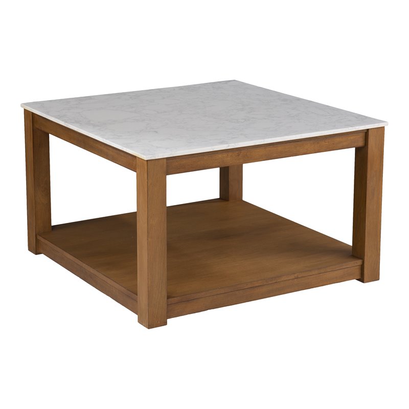 SEI Furniture Chandlen Faux Marble-Top Cocktail Table in White-Natural
