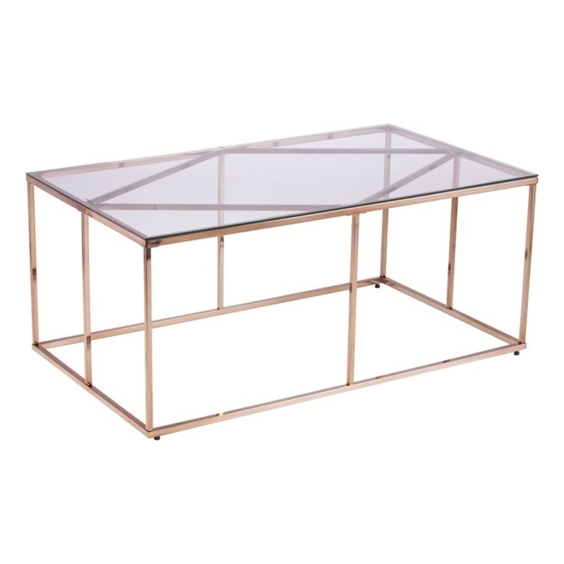 Southern Enterprises Nicholance Tempered Glass-Top Cocktail Table in Champagne