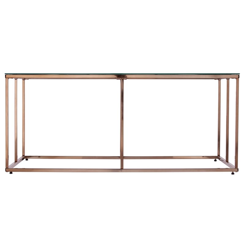 Southern Enterprises Nicholance Tempered Glass-Top Cocktail Table in Champagne