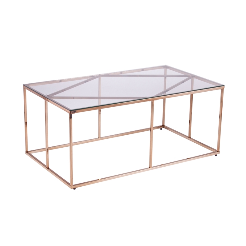Southern Enterprises Nicholance Tempered Glass-Top Cocktail Table in Champagne