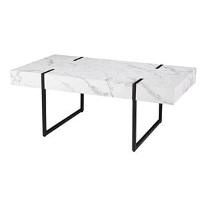SEI Furniture Rangley Faux Marble Top Cocktail Table in Black-White
