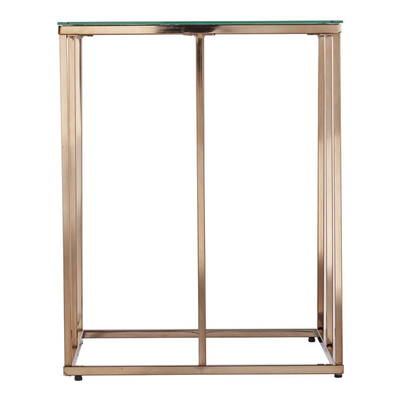 SEI Furniture Nicholance Contemporary End Table with Tempered Glass Top