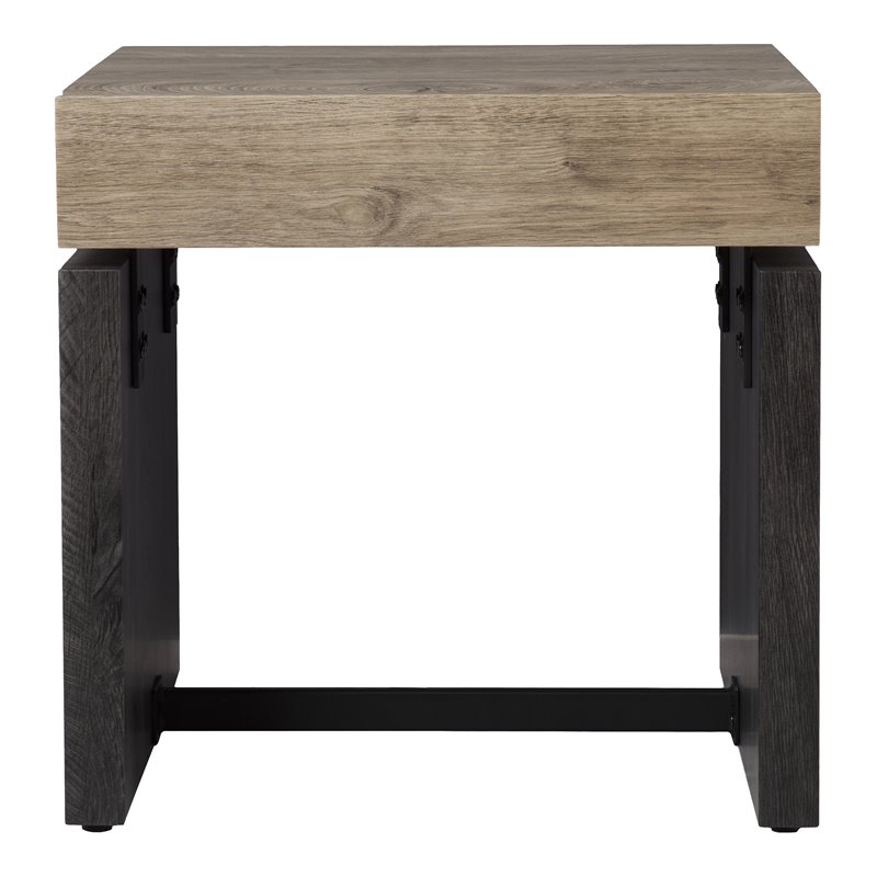SEI Furniture Hapsford Engineered Wood End Table in Natural-Black