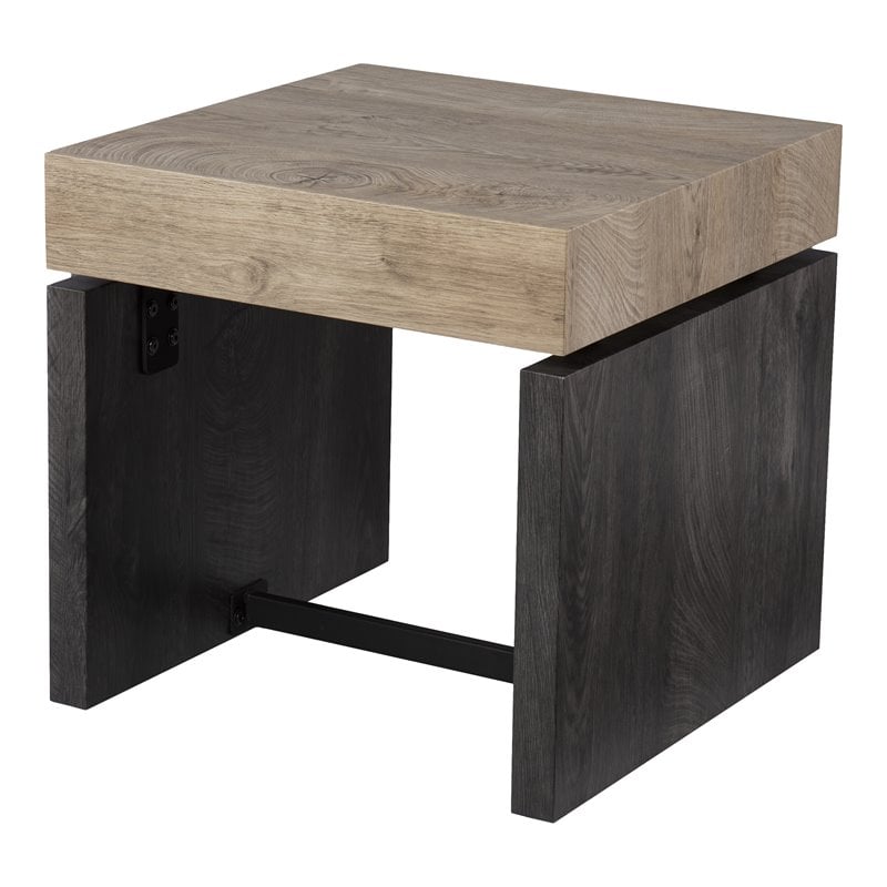 SEI Furniture Hapsford Engineered Wood End Table in Natural-Black