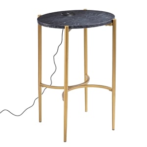 SEI Furniture Clarvin End Table with Wireless Charging Station Gold-Black