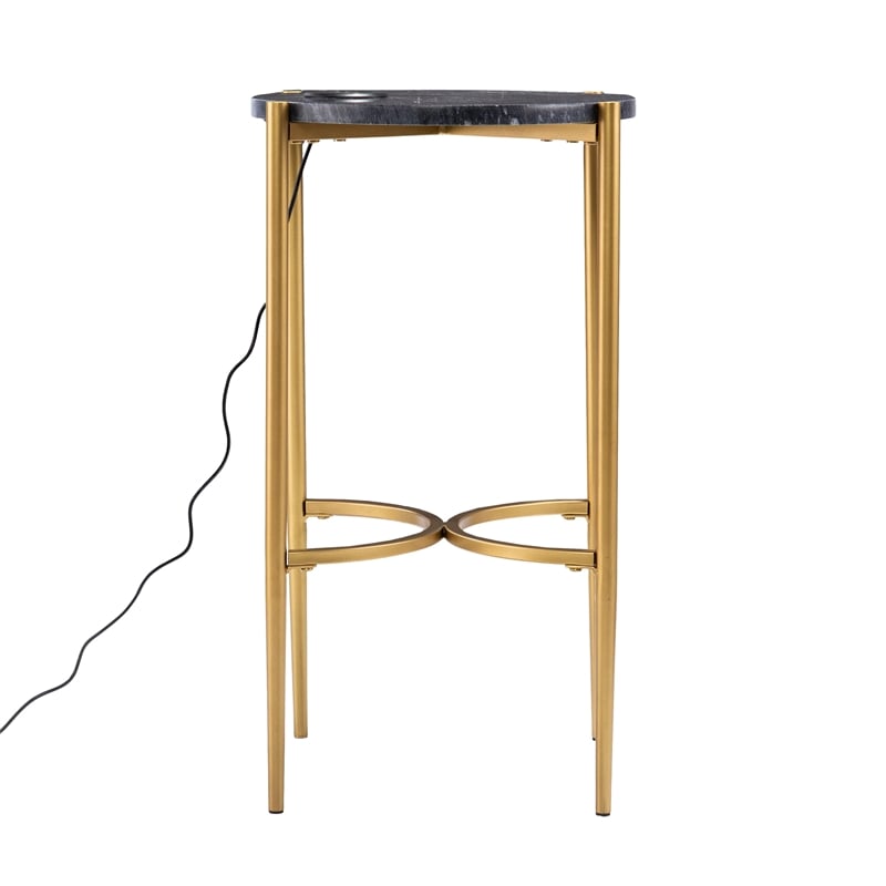 SEI Furniture Clarvin End Table with Wireless Charging Station Gold-Black