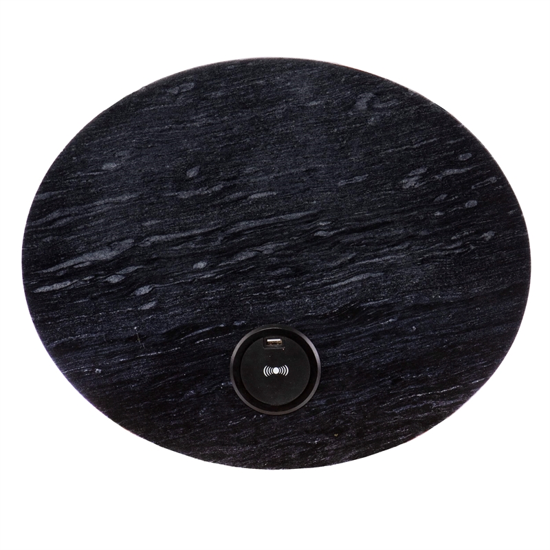 SEI Furniture Clarvin End Table with Wireless Charging Station Gold-Black