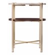 Ardmillan Round White Faux Travertine End Table in Brass/Dark Tobacco