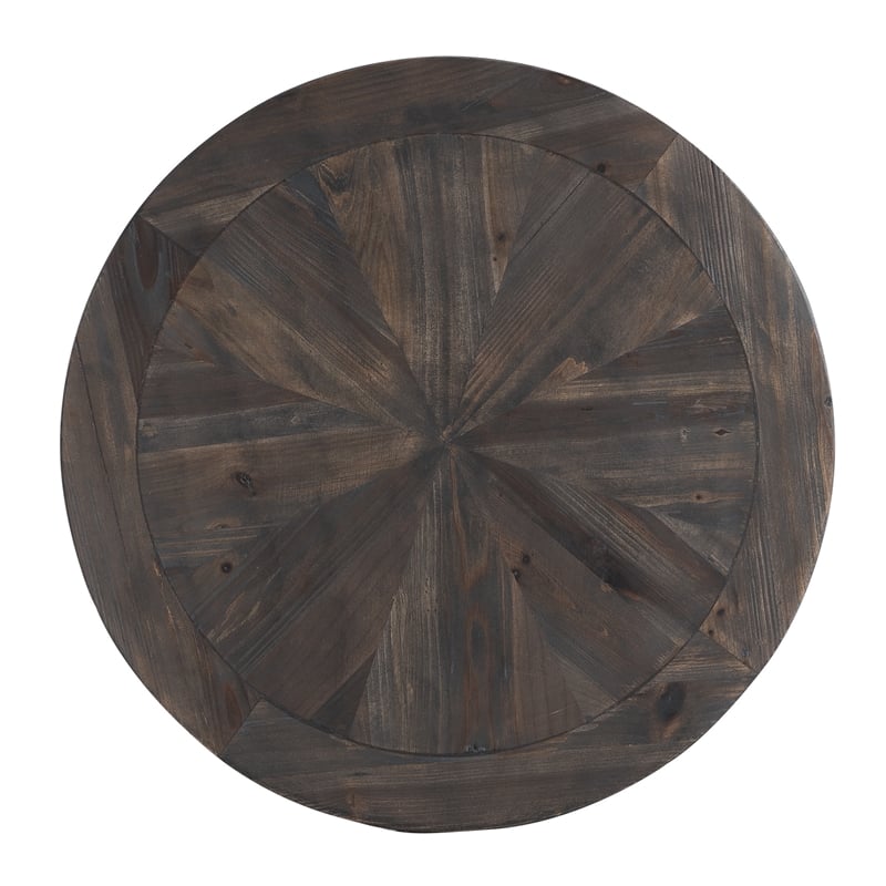SEI Furniture Landsmill Round End Table in Natural Reclaimed Wood-Black