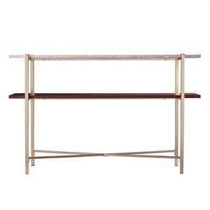 Southern Enterprises Ardmillan Wood And Iron Faux Marble Console Table in Brass