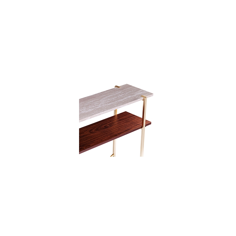 Southern Enterprises Ardmillan Wood And Iron Faux Marble Console Table in Brass