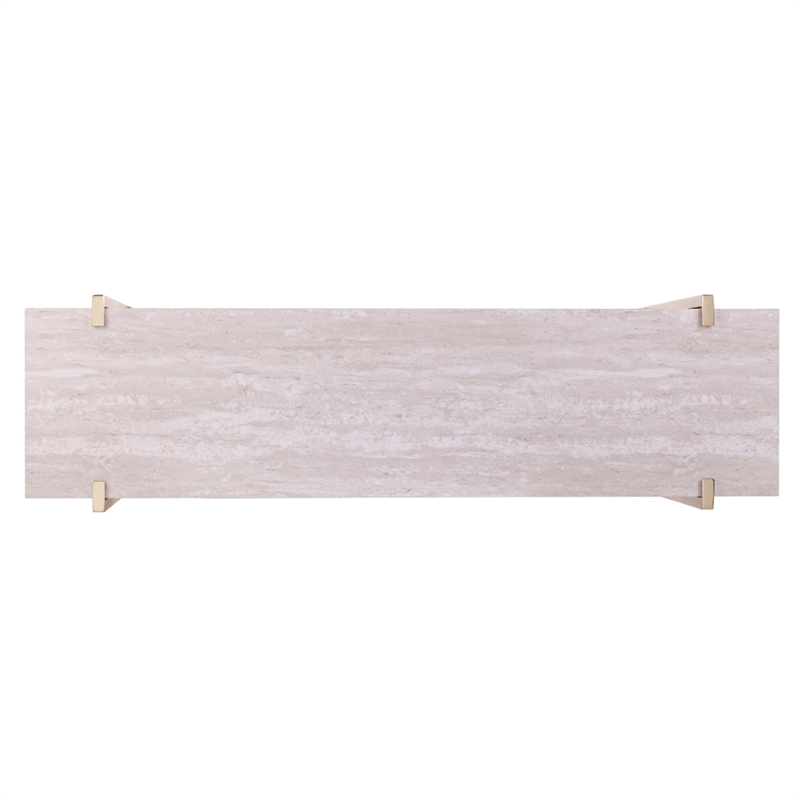 Southern Enterprises Ardmillan Wood And Iron Faux Marble Console Table in Brass