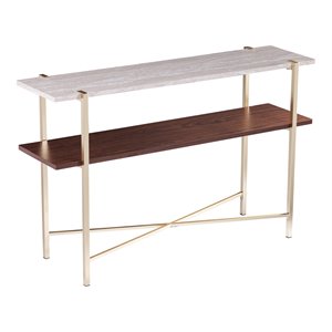 sei furniture ardmillan faux marble console table with storage