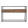 SEI Furniture Olivern Glass-Top Console Table with Storage Black-Natural