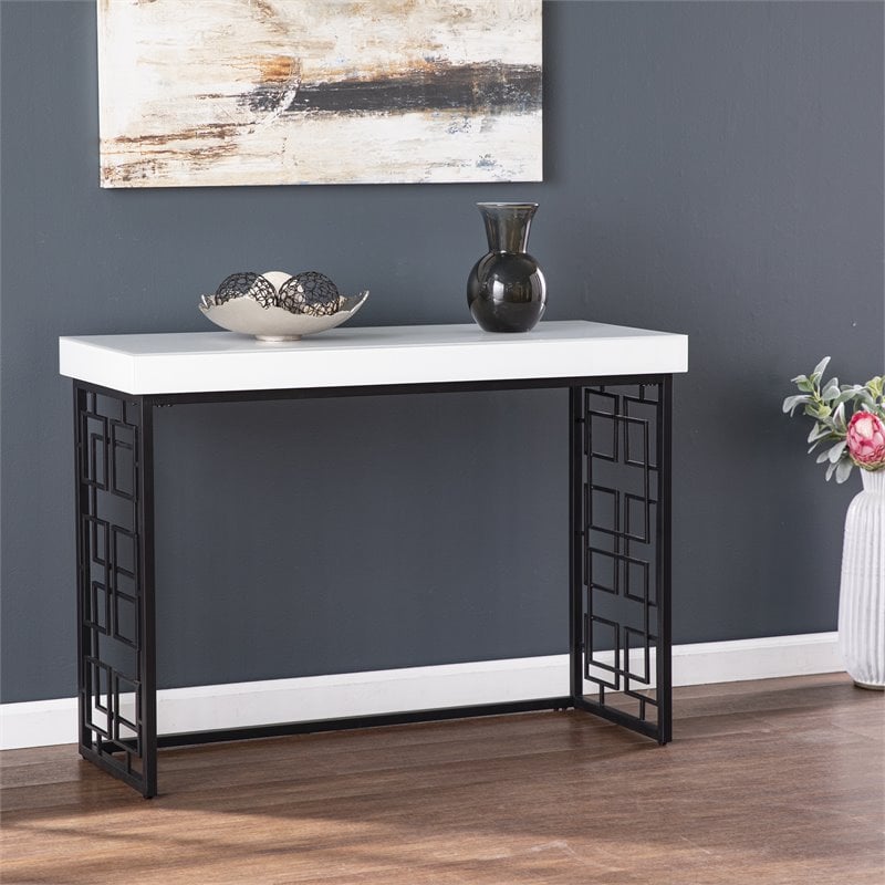 SEI Furniture Mavden Contemporary Console Table in Black-White