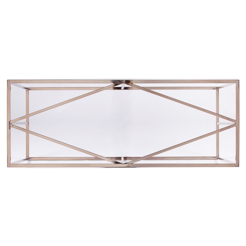 Southern Enterprises Nicholance Tempered Glass-Top Console Table in Champagne