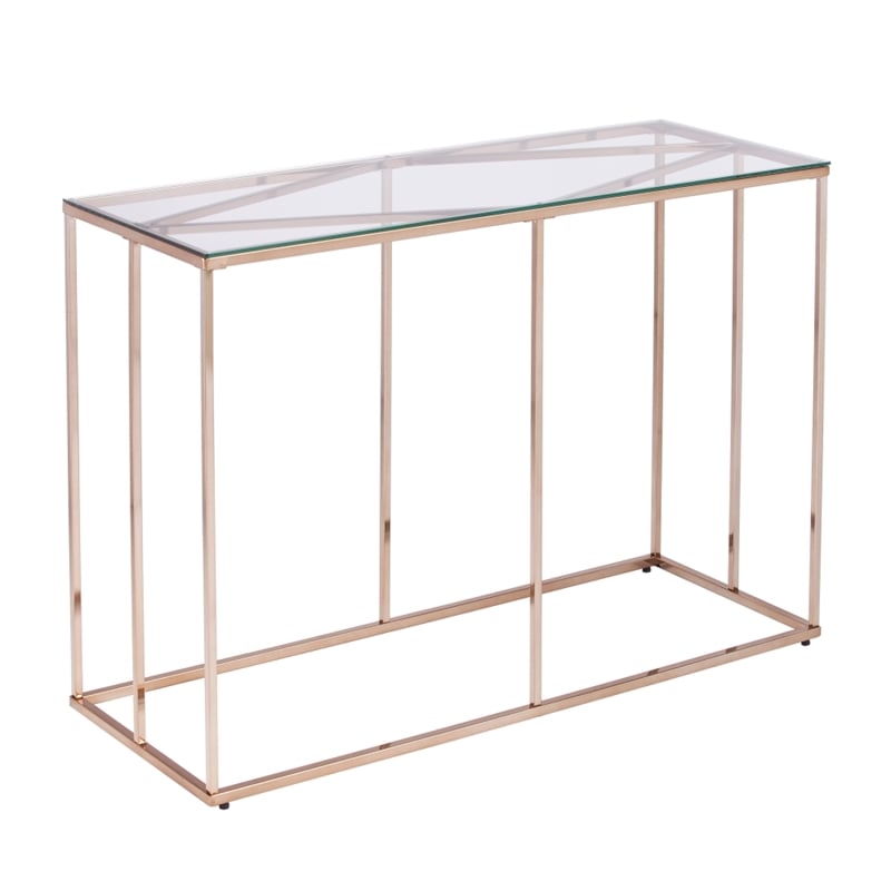 Southern Enterprises Nicholance Tempered Glass-Top Console Table in Champagne