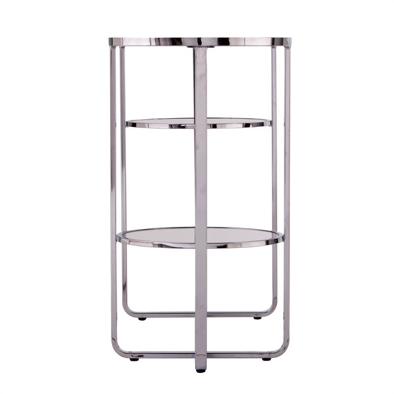 Southern Enterprises Maxina Mirrored Metal Console Table in Chrome