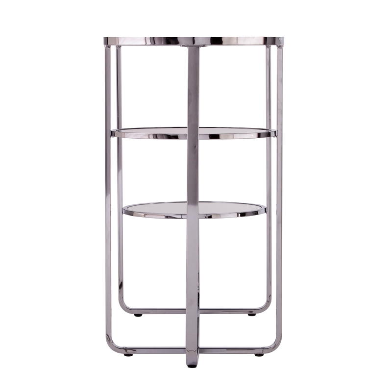 Southern Enterprises Maxina Mirrored Metal Console Table in Chrome