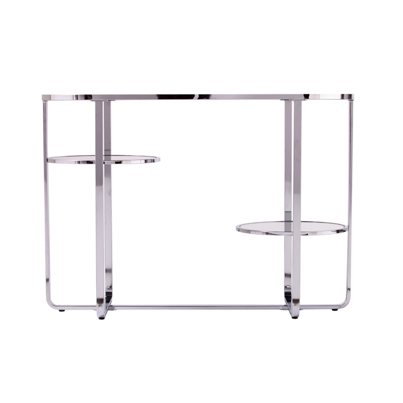 Southern Enterprises Maxina Mirrored Metal Console Table in Chrome