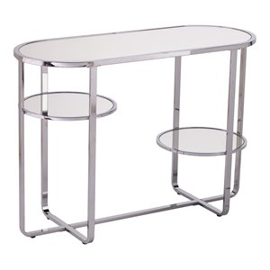sei furniture maxina console table in polished chrome with mirror