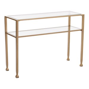 sei furniture jaymes gold metal and glass console table in soft gold